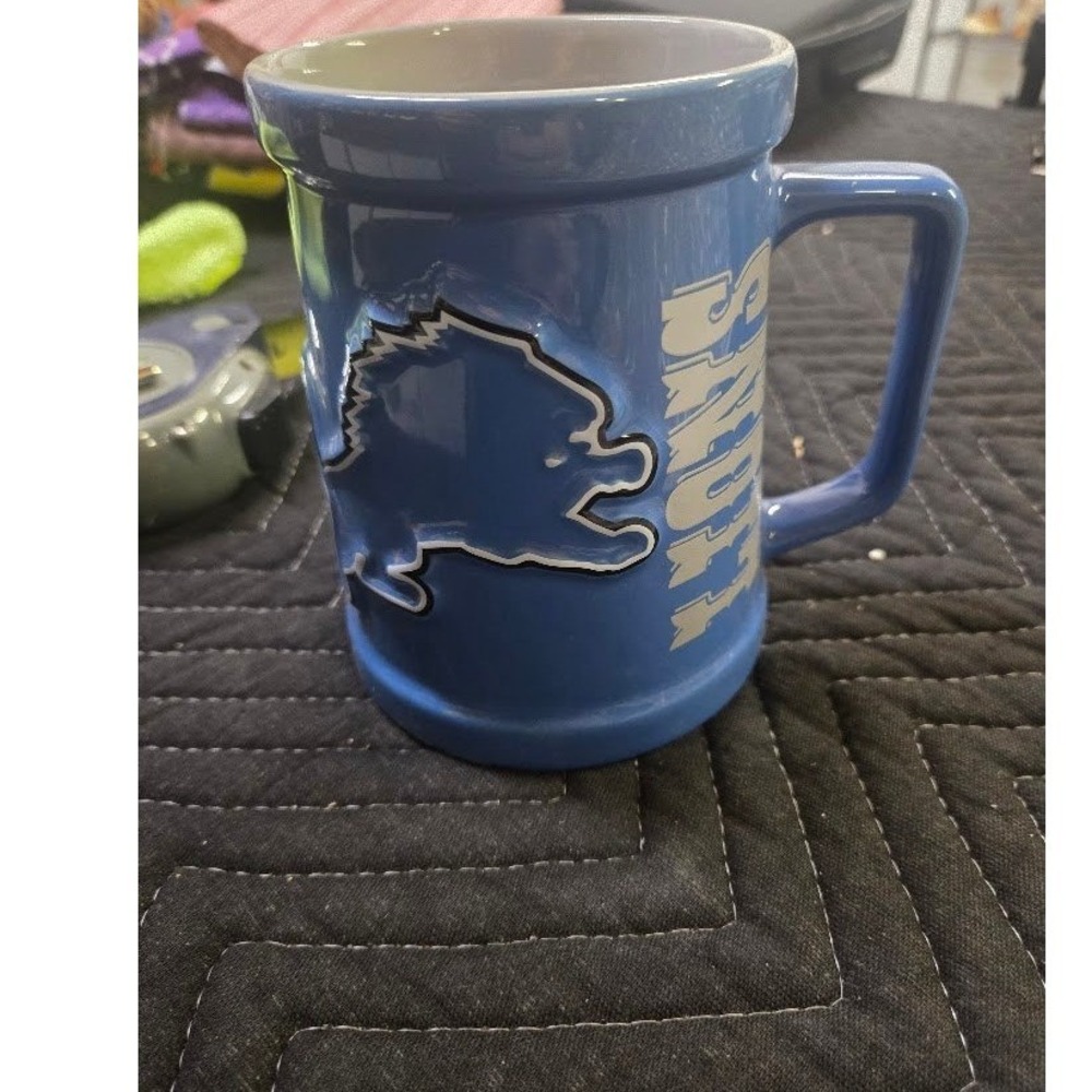 Detroit Lions NFL Ultima Mug XPRES Blue Ceramic Coffee Cup Raised Logo 16oz